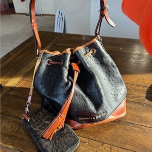 Dooney & Bourke Black and Brown Women's Bag and matching wallet bundle